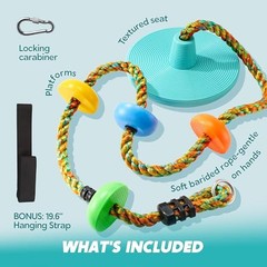 Tree Swing for Kids -Climbing Rope Tree with Platforms and Disc Seat Blue