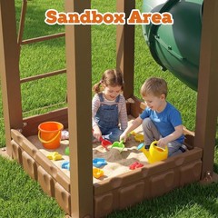All in 1 Outdoor Backyard Swing Sets Playset for Toddlers, Galvanized Steel & PE