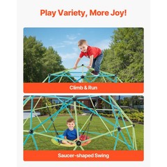 Uimoso 10FT Geometric Climbing Dome with Saucer Swing, Supports 1000LBS