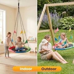 Saucer Tree Swing for Kids & Adults, Heavy Duty Round 40 Inch Multicolored