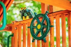 Yellow and Green Captain Ship Wheel Swing Set Accessory for Any Playset