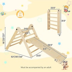3-in-1 Triangular Climbing Toys Foldable & Height-adjustable Triangle Set