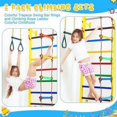 48” Trapeze Swing Bar & 6.8ft Climbing Rope Ladder for Outdoor Fun – 2 Pack