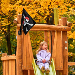 Pirate Flag Swing Set Accessory, Double Sided Flag with Pole and Mounting Hardwa