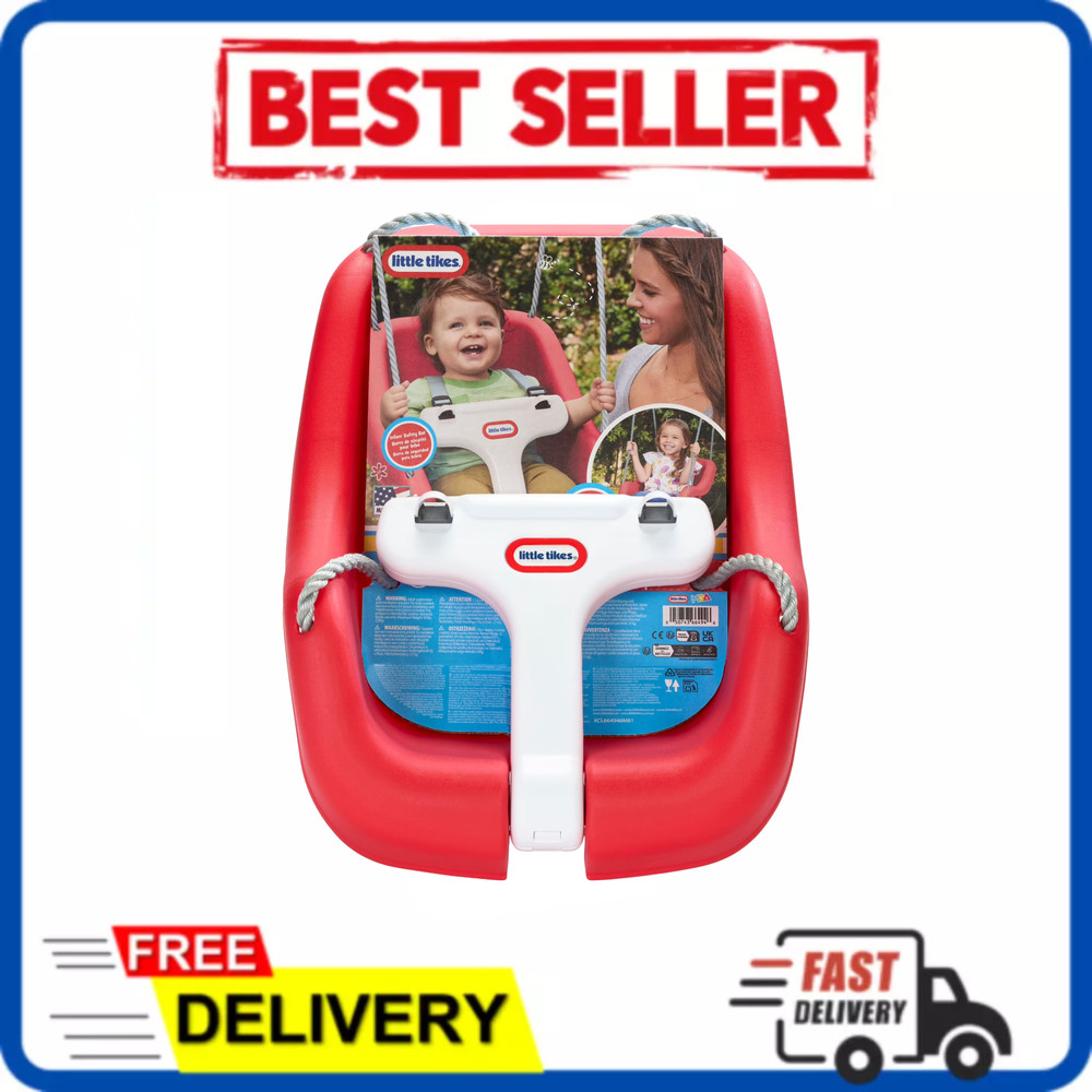 Little Tikes 2-in-1 Snug ‘n Secure Baby Toddler Swing High Back T-Bar Red