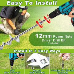 18 In. Heavy Duty Metal Ground Anchors, Earth Auger Stakes for Trampoline, Swing