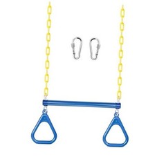Trapeze Bar Swing Set Gym Rings 47″ Heavy Duty Chain Swing Set 17″ Blue