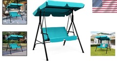2 Person Turquoise Outdoor Swing with Canopy