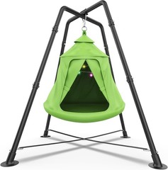 Swing Set with Tent Swing X Shaped Frame 330lbs Green