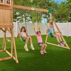 SWING SET PLAYSET OUTDOOR PLAYGROUND WOODEN BACKYARD EQUIPMENT CHILDREN PLAY NEW