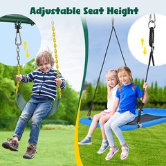 660lbs Metal Swing Sets for Backyard with 3 Swings Big Kids Playset for Outdoor