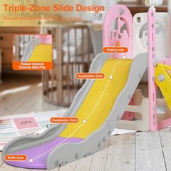 6 in 1 Toddler Playset Toddler Slide and Climber Playset, L-Shaped Kids Slide…
