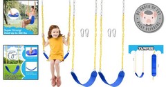 2 Pack Kids Swing Set Replacement with Comfortable Blue Seats & 300 lbs Capacity