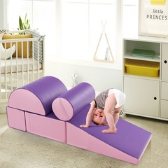 5-Piece Kids Climb Crawl Activity Playset Purple Indoor Foam Block Safe Soft