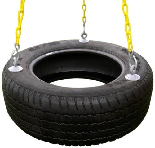 Rubber Tire Swing for Backyard Outdoor Playsets – 3 Rubber Coated Swing Chains