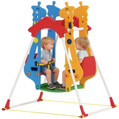 Kids Indoor Swing with Double Seats and Safety Belts, Mixed-Color
