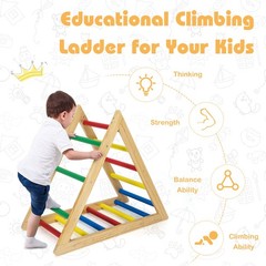Costway Climbing Triangle Ladder Wooden Triangle Climber Educational Climber