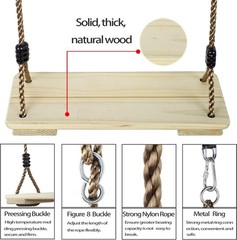 Wooden Swing Seat, Nostalgic Outdoor Wood Swing for Kids , Tree Straps Set Ac…