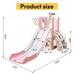 6 in 1 Playset with Slide, Slide with Basketball Hoop, , Ring Toss, Indoor Ou…