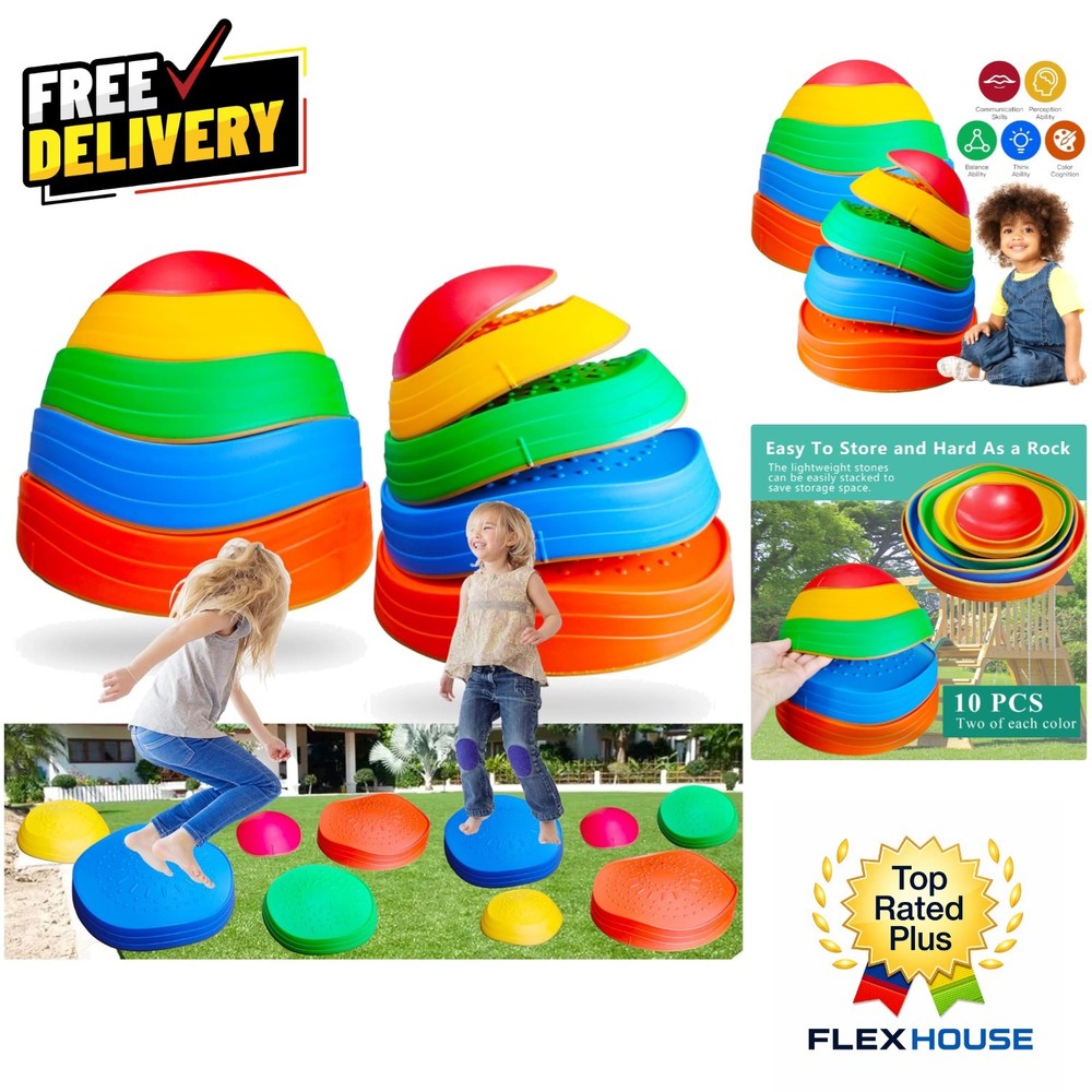 Lightweight and Stackable Kids’ Stepping Stones – 10 PCs for Play & Learning