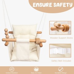 Baby Swing Outdoor Indoor Toddler Swing Seat with Safety Belt, Canvas Hanging…