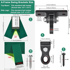 Heavy Duty Swing Set Brackets Kit with 2 A-Frame Swing Brackets, 4 Swing Levelin