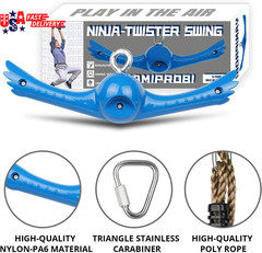 Ninja-Twister Swing Spins Set: Slackline Attachments – 360° Handle Twist-Spin Fl
