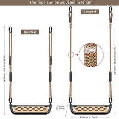 Wooden Swing Seat, Outdoor Tree Swings for Adults and Kids, Comfortable and N…