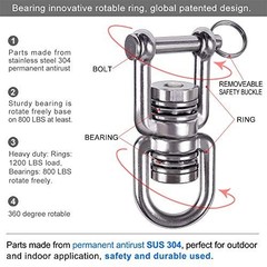 360 Degree Swing Swivel 2 Bearing 770LB Rotational Device for Tree Swing Aerial