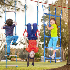 Ninja Warrior Obstacle Course for Kids Backyard – 2×50Ft Slackline Kit with 10 M