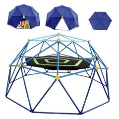 10 FT Climbing Dome with Canopy and Hammock, Anti-Rust and UV Light Blue
