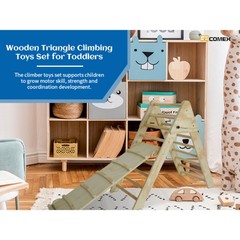 Fionafurn Pikler Triangle Ladder Foldable 2-in-1 Ramp Slide Natural Wood