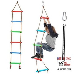 Climbing Rope Ladder Kids Tree Swing with Hanging Strap, Indoor and Outdoor
