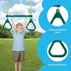 3 Pk Assorted Swing Set,Including 1 Gym Rings Trapeze Swing Bar and 2 PCS Swings