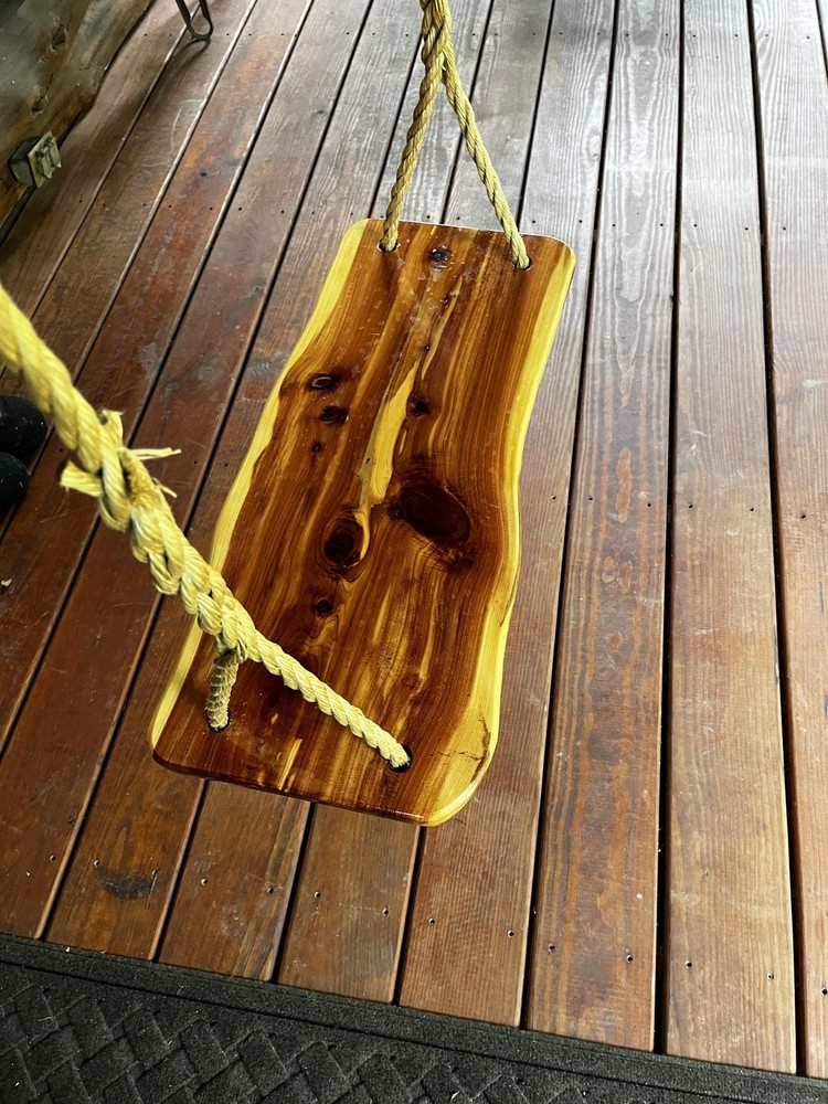 Unique Red Cedar Live Edge Wood Tree Swing With Handspliced Rope