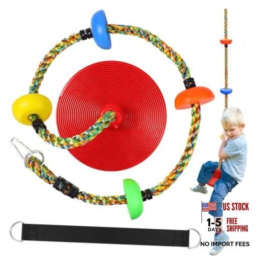 Tree Swing for Kids,Heavy Duty Single Disc Seat Climbing Rope Set Red Swing