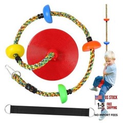 Tree Swing for Kids,Heavy Duty Single Disc Seat Climbing Rope Set Red Swing