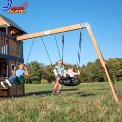 Canyon Creek Cedar Wood Swing Set with Wave Slide, Clubhouse, Play Kitchen, Picn