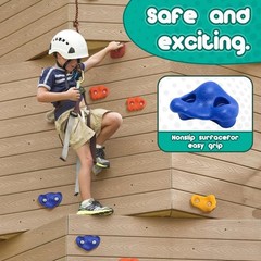 25PCS Rock Climbing Holds Kit with Rope & Mounting Hardware for Kids
