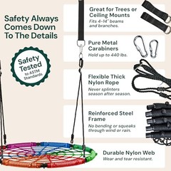 Spider Web Tree Swing Gift – 40 in Multicolor Multicolor Spider Web Tree Swing