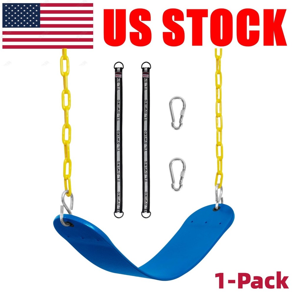 Heavy Duty Swing Seat Outdoor Playground Swing Set w/ Chains 330lb Blue