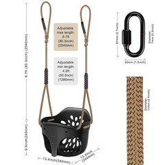 Heavy-Duty High Back Full Bucket Toddler Swing Seat with Locking Carabiners a…