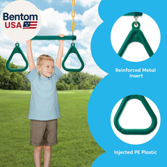 3 Pack Assorted Swing Set, Including 1 Gym Rings Trapeze Bar and 2 Pcs Swings wi