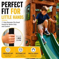 17 Inch Metal Playground Handles Set of 6, Heavy-Duty Climbing Wall Grab Black