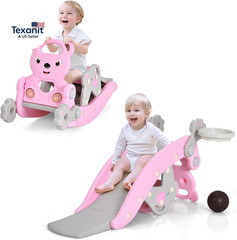 5 in 1 Toddler Slide Rocking Toy, Slide for Kids with Detachable Stool, Basketba