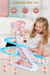 Pig Slide Toy Set, Automatic Stair-Climbing Pigs Escalator Race Track Set wit…