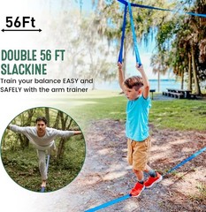 Ninja Warrior Obstacle Course for ,2×56ft Slackline Kit with 8 Ninja +Fast-Se…