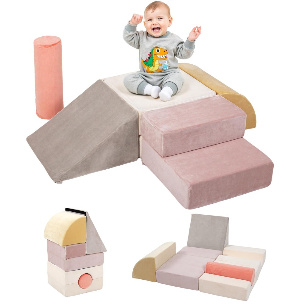 5-Piece Climbing Toys for Toddlers, Foam Blocks Playset with Cylinder, Foldab…