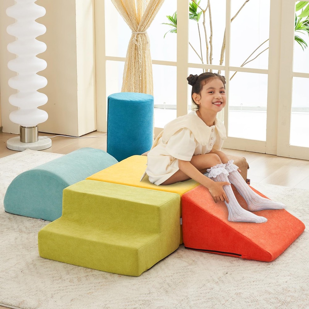 jela Kids Foam Climbing Blocks 6Pcs Soft Play Equipment Miss Fabric, Toddler