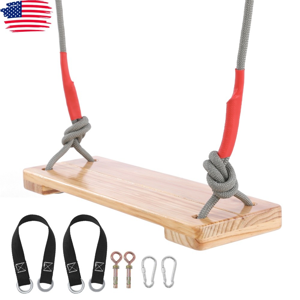 Pinewood Wooden Swing Seat Height Adjustable All-in-One Swing Kit Heavy Duty